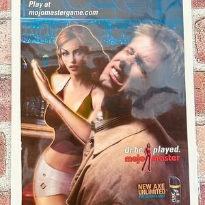2005 Axe Unlimited ‎ Mojo Master Sexy Woman Slapping Man Original Vtg PRINT AD